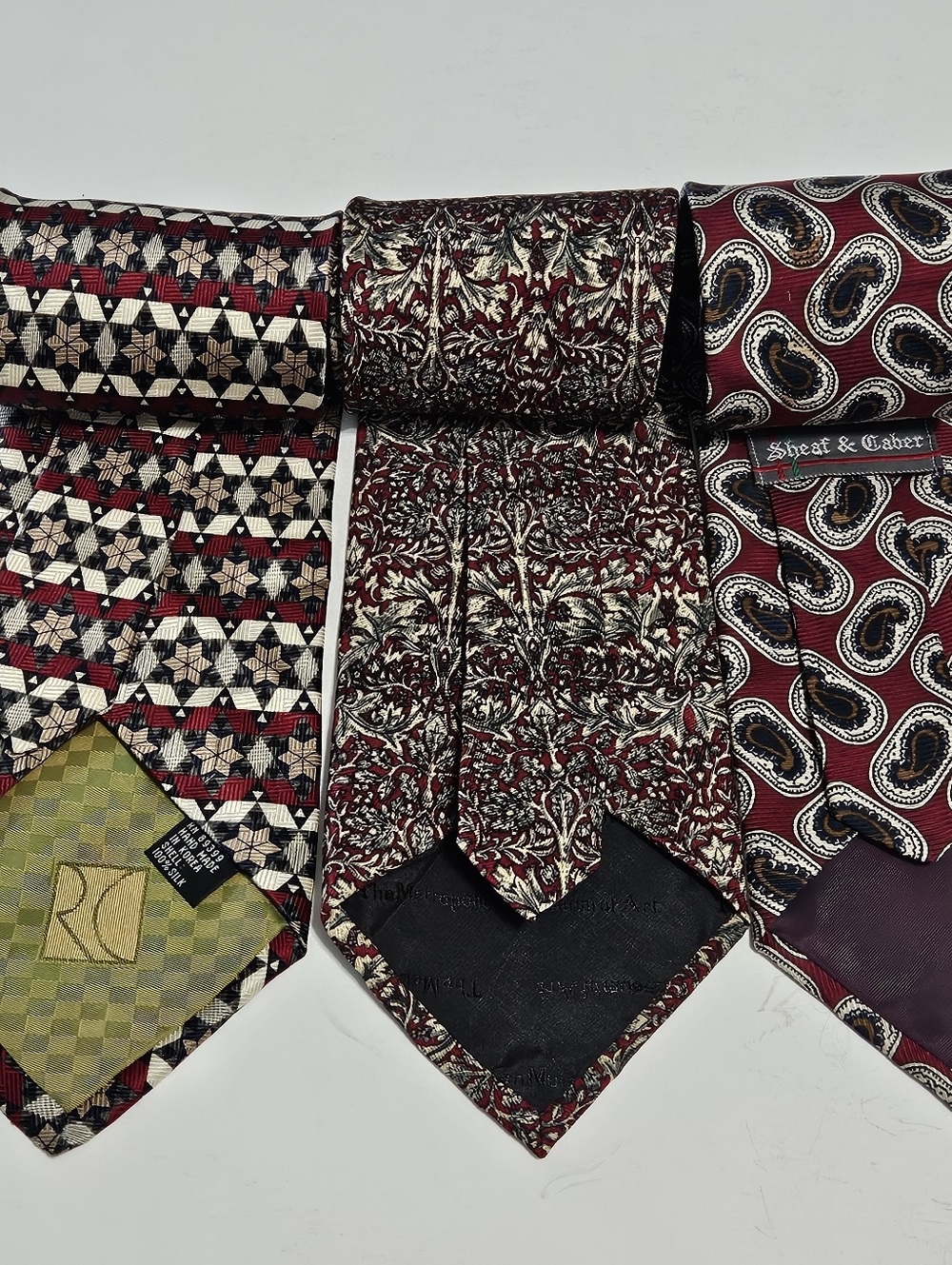 6 Misc. Name Brand Men's Silk Polyester Nylon Red Brown Multi-Colored Neck Ties - Picture 13 of 16